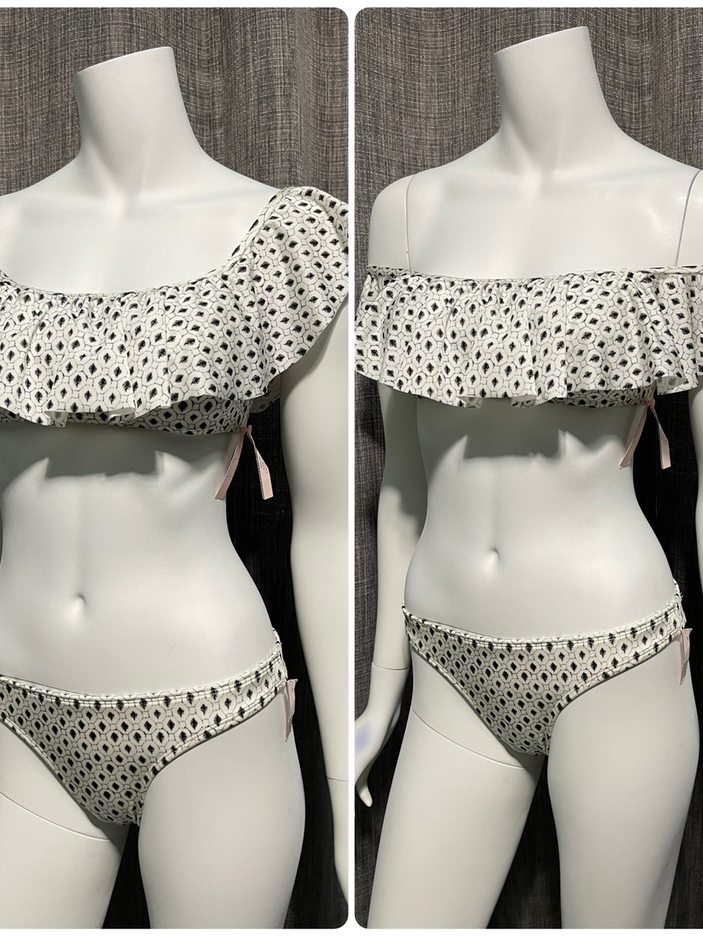 Victoria’s Secret Off-Shoulder Ruffle Flounce Bikini Top & Itsy Bottom Small NWT